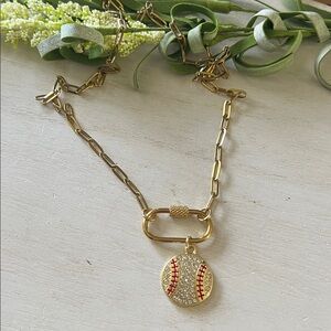 Handmade baseball necklace